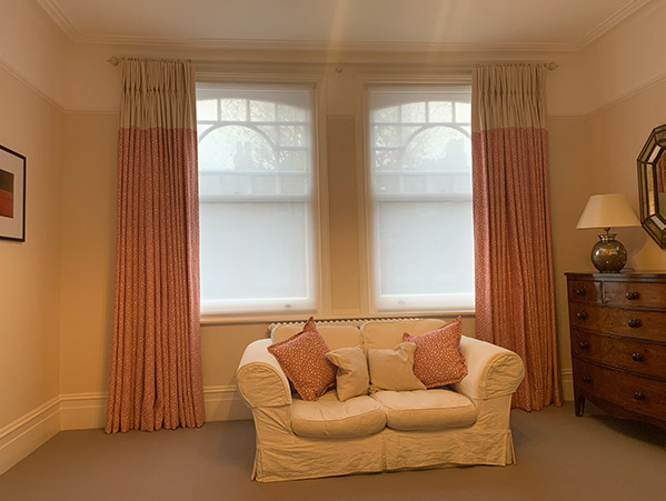 curtains behind sofa